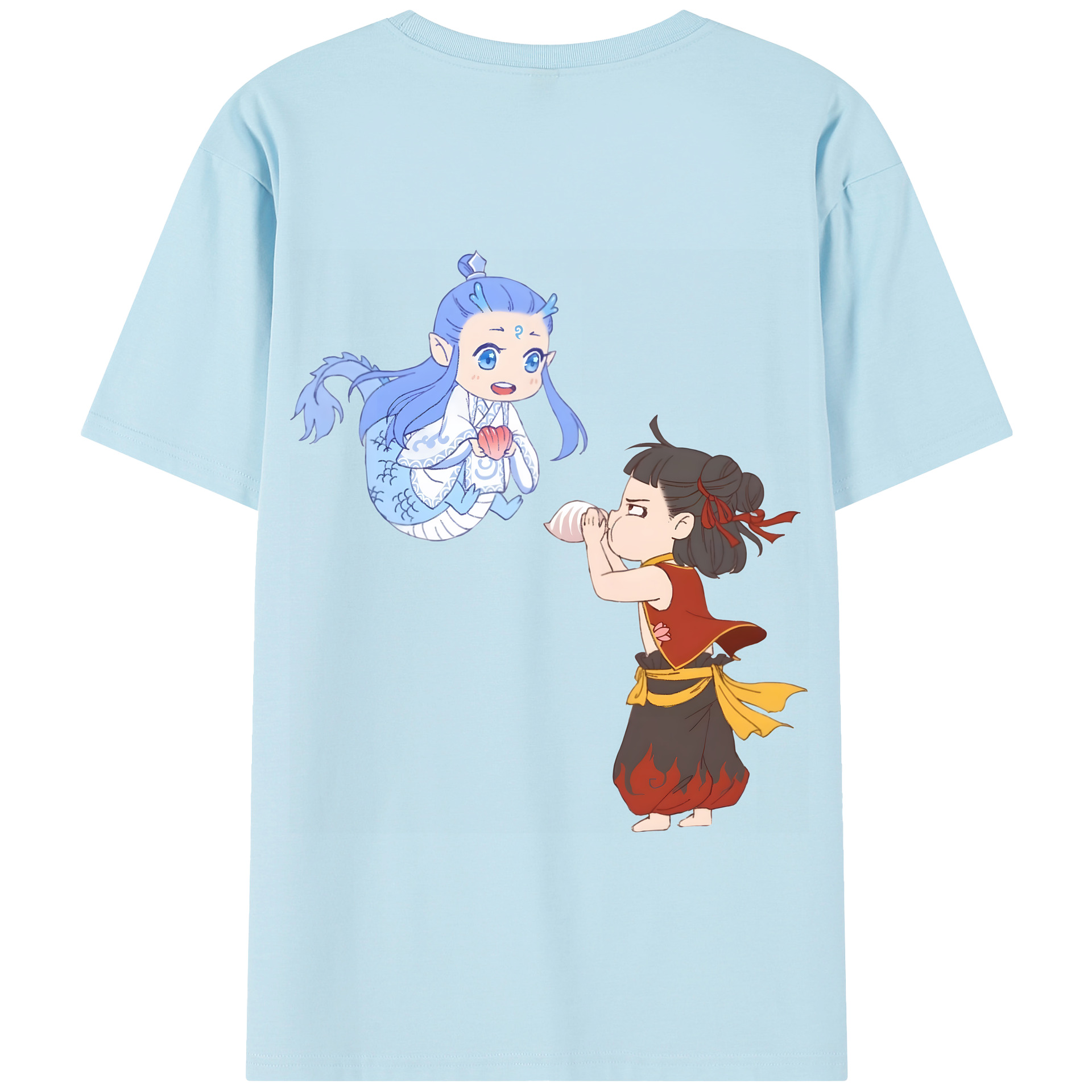 （画像用） Ne Zha 2 ナタ 魔童の大暴れ 綿100％半袖Tシャツ（背面プリント）